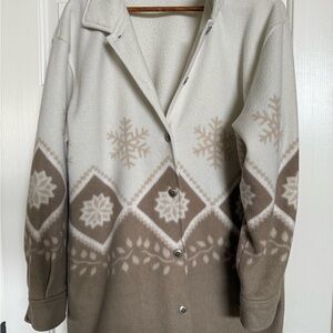 Snowflake Patterned Button-Up Jacket